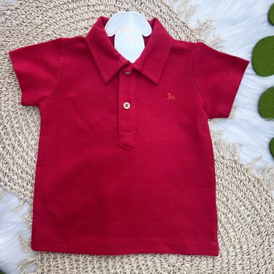 Conj Camiseta gola Polo e Short Xadrez Vermelho